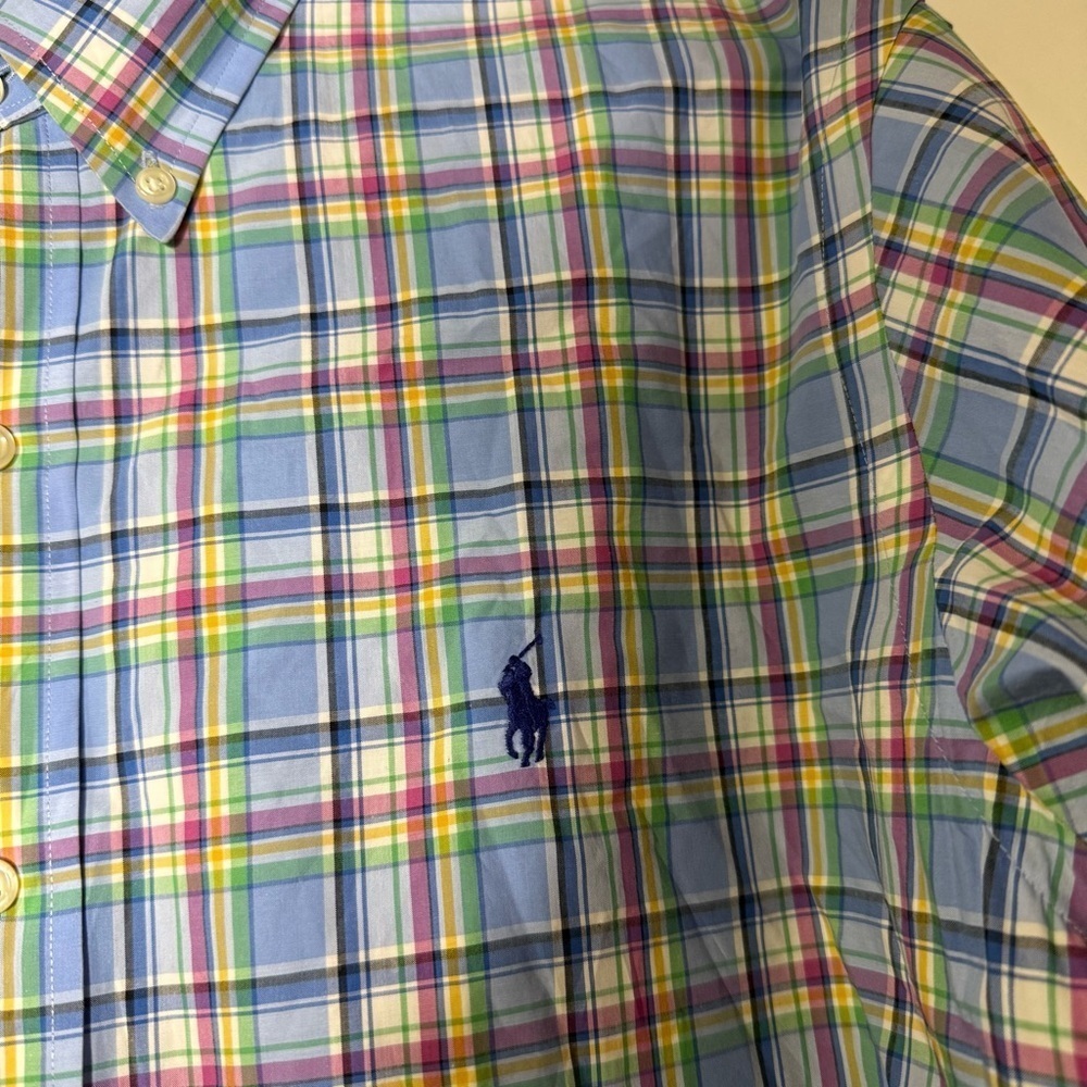 Polo Ralph Lauren Pastel Plaid Button Down Shirt Size Large Multicolor Preppy - Picture 4 of 10